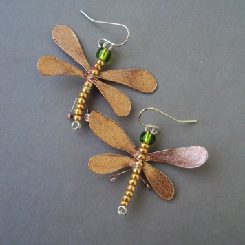 Earrings Gold Dragonflies