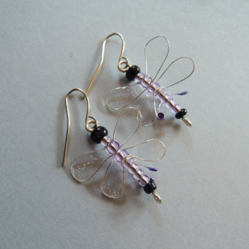 Earrings Purple Flies