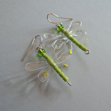 Earrings Light Green Dragonflies