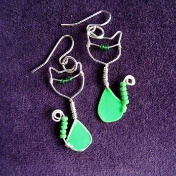 Kolczyki Kotki Zielone