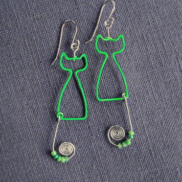 Kolczyki Koty Zielone