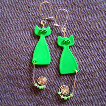 Kolczyki Koty Zielone