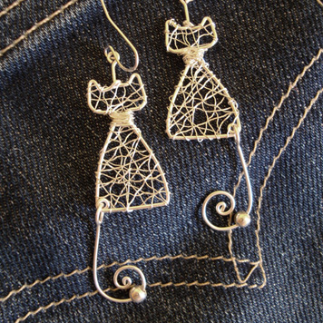 Kolczyki Koty Ażurowe Srebrne