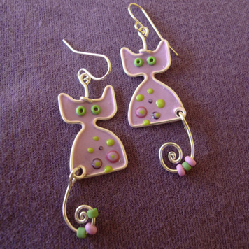 Kolczyki Kotki Liliowe