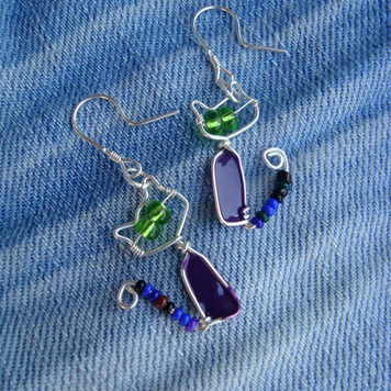 Kolczyki Kotki Fioletowe