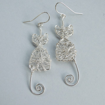 Kolczyki Kotki Srebrne Ażurowe