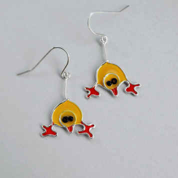 Earrings Yellow Chickens