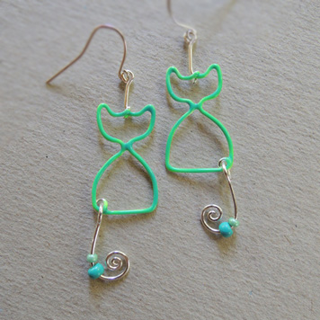 Kolczyki Kotki Zielone