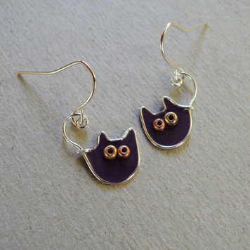 Kolczyki Kotki Księżycowe Fioletowe