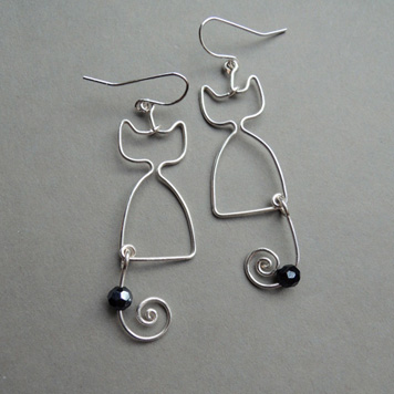 Earrings Silver Cats Contours