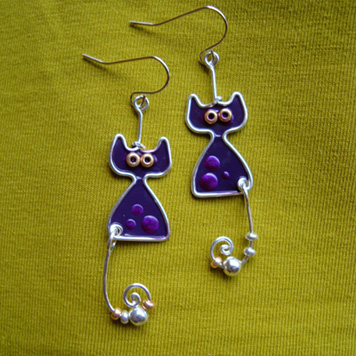 Kolczyki Koty Fioletowe