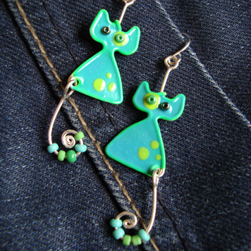 Kolczyki Kotki Turkusowe