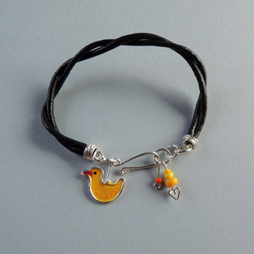Thong Bracelet with Yellow Bird
