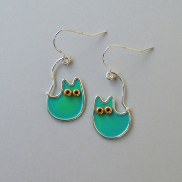 Kolczyki Koty Turkusowe Księżycowe