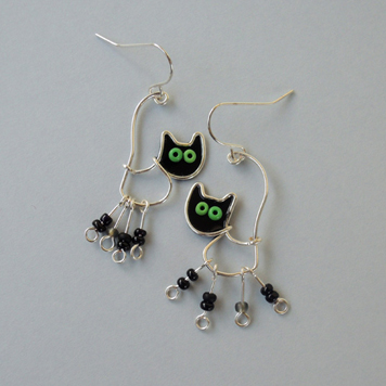 Earrings Black Kittens