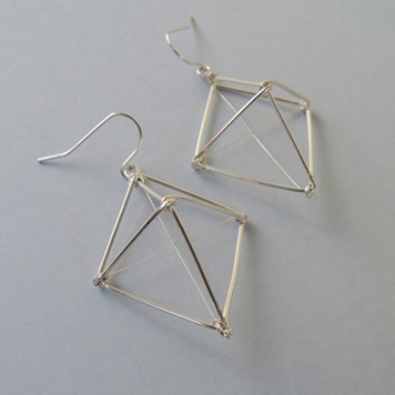 Earrings Geometric Silver Diamonds