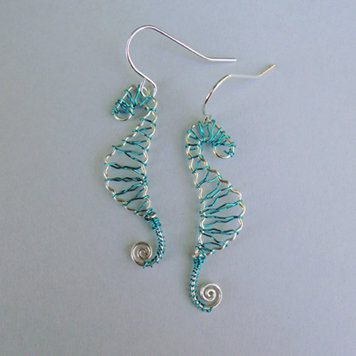 Kolczyki Koniki Morskie Błękitne