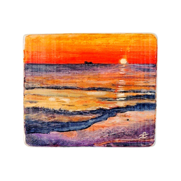 12 Drewniany Obrazek Pocztówka - Zachód Słońca