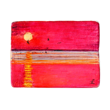 25 Drewniany Obrazek Pocztówka - Zachód Słońca