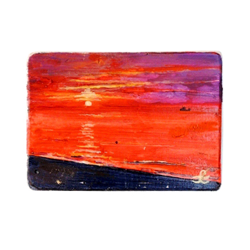 28 Drewniany Obrazek Pocztówka - Zachód Słońca