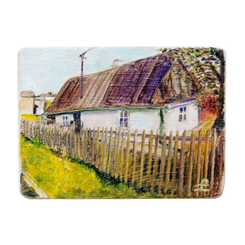 60 Drewniany Obrazek Pocztówka - Wiejska Chata