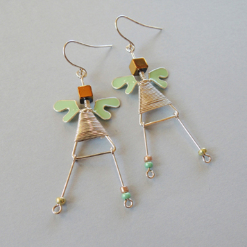 Earrings Gold and Minty Angels
