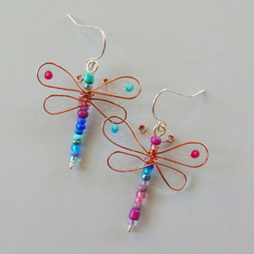 Earrings Colourful Dragonflies