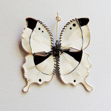 Pendant Two-Sided White and Black Butterfly