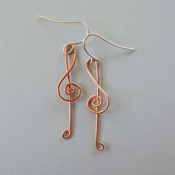 Earrings Copper Treble Clefs
