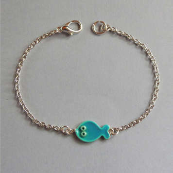 Chain Bracelet with Little Turquoise Fish