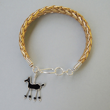 Golden Bracelet with Black Horse