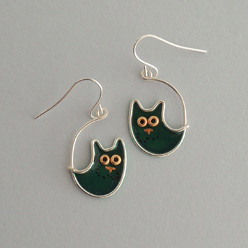 Kolczyki Koty Księżycowe Ciemnozielone